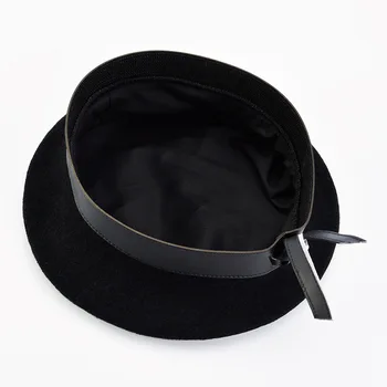 01909-HH0114 зимни вълнена топла пу brim fashion same star beret beret cap women leisure Тиква шапка