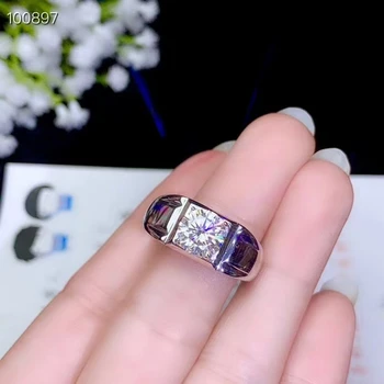шумът муассанит скъпоценен камък, пръстен за мъже бижута годежен пръстен за сватба 925 чисто сребро пръстен на рождения ден на Новата година подарък