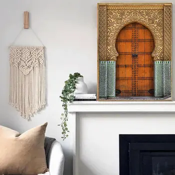 Скандинавските Отпечатъци Върху Платно Ислямската Архитектура Плакат Марокански Вратата На Стенно Изкуство Реколта Живопис Мюсюлмански Стенни Картини Интериор Дневна