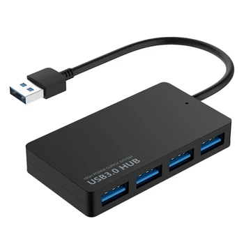 USB 4-Port Ultra-Thin 3.0 Хъб Multi-Port Expansion Хъб Multi-Purpose Practical Useful Хъб Дърва Size 75X40X10mm