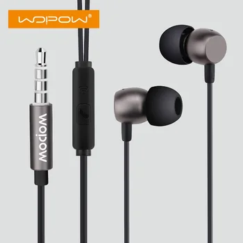 WOPOW Жични Слушалки с микрофон 3,5 mm Слушалки в ушите HiFi Стерео Бас Спортни Слушалки за Мобилни телефони Xiaomi Samsung, Huawei