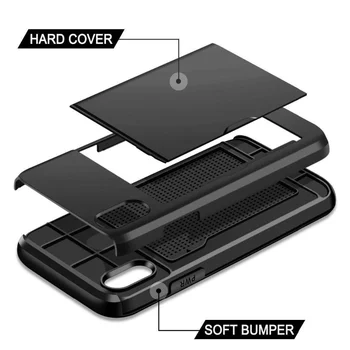 Калъфи за телефони за iPhone 11 Pro Max SE 2020 Case Slide Armor Портфейла Card Holder Cover For iPhone XR XS X MAX 7 8 6 6S Plus 5 5S