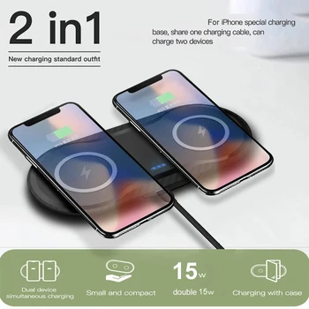 2in1 Qi Безжично Зарядно За Apple Watch 6 5 4 3 Двойни Безжично Зарядно Устройство Двойна Бързо Зареждане на Док-Станция За iPhone