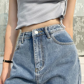 Flare Jeans Women Side Split All-match Trendy Pocket Retro Ins High Waist Straight High Elasticity Spring Pants Mujer Casual