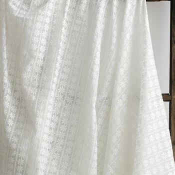 Бяла Бродирана Кърпа 130 см Ширина 1 м/лот Лейси Плат за Рокли Тениска Облекла Craft Аксесоар X105