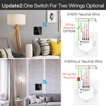 1/2/3 Gang ZigBee Smart Light Switch Стъклен Екран Сензорен Панел За Гласово Управление На Безжични Стенни Ключове Работа С Алекса Google Home