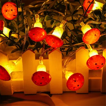 2M/3M Creative Mini Mushroom String Светлини Сладък Фея LED Lamp for Kids Room New Year Birthday Christmas Gift Decoration