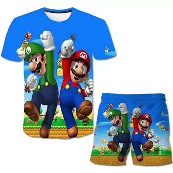 2021 Baby Boys TShirt Hot Games Марио-bros Tshirts Костюми Children ' s Clothing Sets T-shirt & Shorts Момичета и Момчета Clothes Suit 4-14Y
