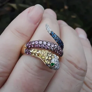 FDLK Fashion Trends Animal Snake Women Ring Gold Silver Color CZ Stone Изискани Штабелируемые Пръстени Змийска форма Trendy New
