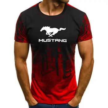 Лятна нова тениска с логото на автомобила Mustang мъжки ежедневни О-образно деколте с къс ръкав мода уличен марка спортна тениска облекло за родители и деца