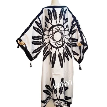Cotton robe femme hiver caftan Elegant Long Sleeve мюсюлмански комплекти Splicing Stripe Print Female dresses Vestdios абая
