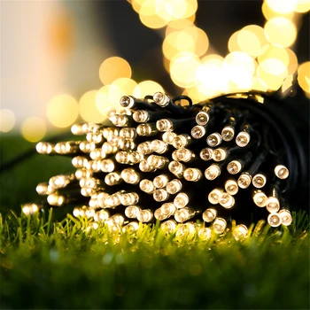 LED Solar Garden Light Garland Открито Patio Decoration Solar Energy Фея Светлини String Wedding Decor Christmas Lights