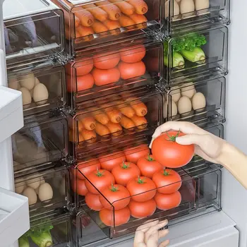 Кутия Хладилник Кутия За Съхранение на Плодове Vegatable Fresh-keeping Storage Bin Штабелируемый Хладилник Организатор Кухня Килер Дрешник Кутия