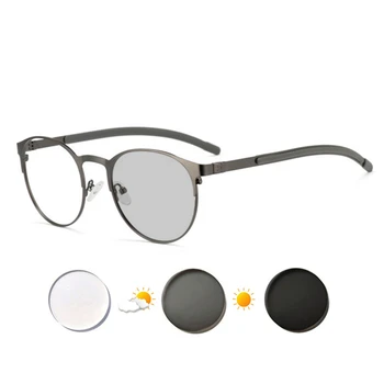 SWOKENCE Photo Grey Пресбиопические Очила По Рецепта +0,5 - +6,0 Жените и Мъжете Кръгли Рамки от Очила За Четене Фотохромичните R515