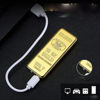 Gold Bar Lighter Gold Brick Shape Creative USB Fast Charging Запалката Леки и удобни Приспособления за Мъже Подаръци