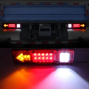 19 LED Интегриран Trailer Tail Lights Bar 12V Turn Signal Running Lamp for Trailer UTV UTE RV ATV Truck 2PCS Red Amber White