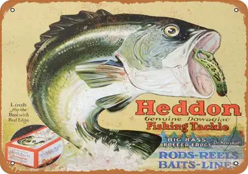 8x12 Inches1931 Heddon Fishing Tackle Vintage Look Метална Табела