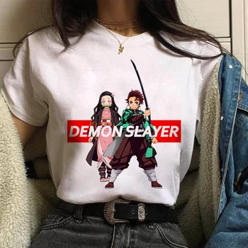 Градинска облекло Nezuko Demon Slayer Аниме Comics Top Oversize Cotton Japanese Graphic Printed Cartoon t Shirt Tee Female/Man T-Shirt