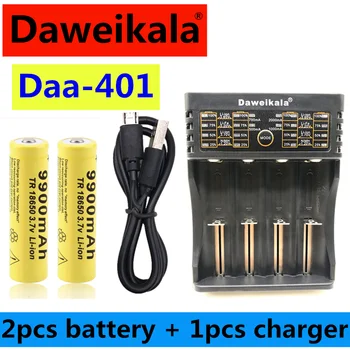 4шт 18650 батерия 3.7 V 9900 mah акумулаторна liion батерия с зарядно устройство за led фенерче batery litio battery+1 бр. Зарядно устройство