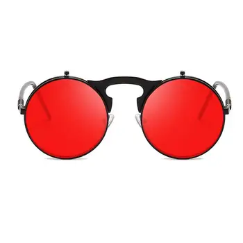 Steampunk Слънчеви очила с Кръгли Метални OCULOS De Sol Women Style Retro Flip Околовръстен Double Metal Sun Glasses Men CIRCLE SUN GLASSES