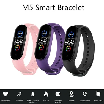 M5 Smart Bracelet Фитнес Тракер, Крачкомери Smart Wristband на Мъже, жени Smartwatch Bluetooth Гривна M5 Band за Android и IOS Hot
