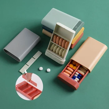 Преносим Кутия За Съхранение на Лекарства 7days Sub-packing Mini Compartment Sealed Box Tablet Dispenser Independent Lattice Хапчета Case