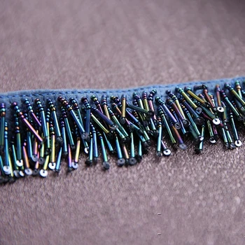 1 двор/лот цветни сини ресни бисерное дантела шевна облекло бисерная панделка с пискюли за украса на рокли, обувки
