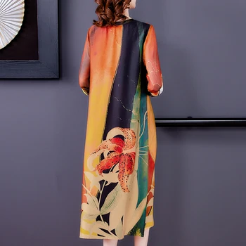 2021 Casual Vintage 4XL Plus Size Свободни Рокли Лято Boho Print Черница Silk Maxi Dress Elegant Women Bodycon Party Vestidos