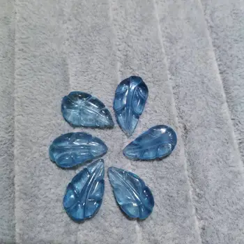 Натурален Аквамарин Колие с Висулка, Сини Скъпоценни Камъни Камък Crystal форма на лист за подарък