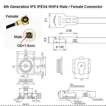 Подобряване!!!10 бр./лот 65 мм U. fl IPX IPEX4 MHF4 Жена до женския Гнездото RF Косичка удължителен кабел за Wi-FI Router 3g, 4g Модем