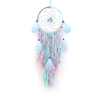 Nordic Hand-нетъкан Feather Wind Chimes Pendant Dream Catcher Gifts Decoration for Room Car Interior Wall Hanging Ornaments