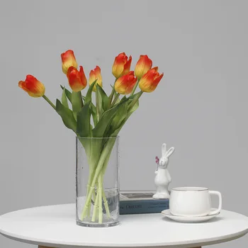 1pc за Недвижими Touch Tulip Меки Естествени и Изкуствени Цветя Party Arrangement TableVase Home Decoration Wedding