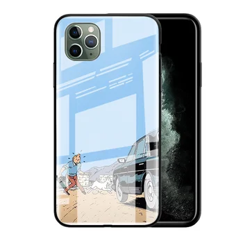 Стъклена Калъф за Apple iPhone 11 12 Pro Max 8 7 XR XS X 6 6S Plus SE 2020 Capa Phone Cover Fundas Shell Tintin Cartoon FR Корпуса