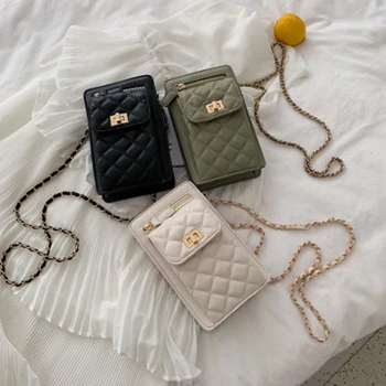 Луксозна Чанта през рамо за жените Летни дамски Верига Crossbody Малък Телефон Ежедневни Решетка на Чантата на Седлото Сцепление Messager Чанти #40