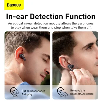 Baseus Official S2 TWS ANC True Wireless Earphones Активно намаляване на шума, Bluetooth Слушалки, Поддръжка на Безжично Зареждане