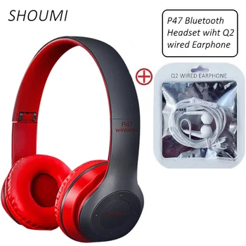 Безжични Каски Сгъваеми Bluetooth Слушалки намаляване на шума, Hifi Стерео Слушалки с микрофон Q2 Жични Слушалки за Детски Подаръци P47