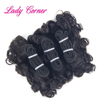 Lady Corner Bouncy Къдрава Връзки 6inch Малайзия Реми Human Hair Double Drawn Weft Short Cut Къдрава Human Hair Extensions