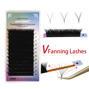 Abonnie V Shape Auto-Fans Удължаване на Миглите 8-12 мм Easy Фен Lashes Volume Lash Extension Premium Maquiagem Cílios