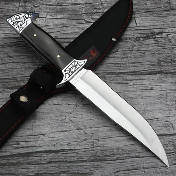 Открит Нож за Оцеляване Фиксирано Острие Туристически Ножове Див Ловен Нож Тактика Мулти - Прав Нож Джунглата Туризъм с Ножнами
