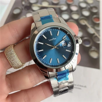 Модни маркови часовници Сребърен календар функция материал неръждаема стомана кварцов часовник диаметър на циферблата 40 мм montre homme