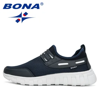 BONA 2021 Нови Дизайнери Дишаща Мрежа Мъжки Обувки Маратонки Пролет Високо Качество на Обувките Човек Свободно време Обувки Мъжки Zapatillas Hombre