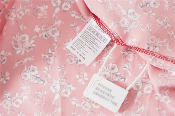 2021 Нов Цветен Принт Жените V-Образно Деколте Wrap Midi Dress Дами Puff Ръкав Странични Бутони Дантела На Талията Рокля Празник Хавлия