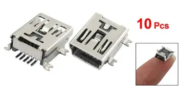 SODIAL(R) 10 x Mini USB 5-Пинов Женски Спойка Включете Адаптер Конектор