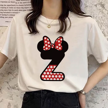 Disney Minnie Mouse Letter Font Printing Femme Graphic Women T Shirt Harajuku Summer Tshirt Градинска дрехи, Блузи с къс Ръкав Тениски