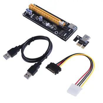 60 см USB3.0 PCI-E Странично Card SATA 15Pin Male to 4Pin Power 1X/16X PCIe Extender е Професионален инструмент за майнинга Bitcoin Миньор-006