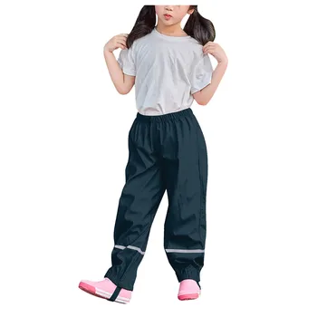2021 Нови Панталони за момичета ПУ Ветроупорен Дъждовни панталони за малки момчета Водоустойчив детски тела Пролет лято Панталони Дрехи за деца