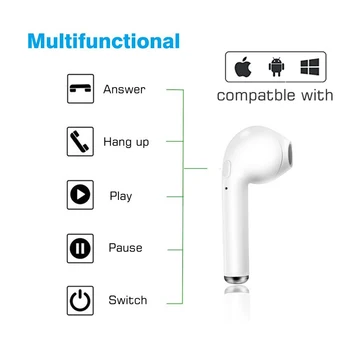 I7 i7s tws in-ear Right ear Стерео ефект безжични Bluetooth слушалки Слушалки, Слушалки слушалки с микрофон с всички смартфони