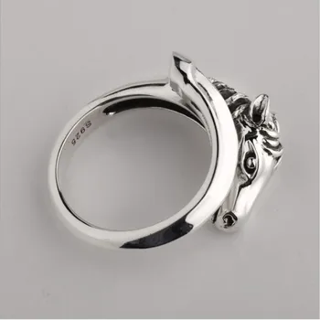 S925 сребърни бижута мода ново сребърен пръстен за жени проста главата на коня пръстен за мъже личност мъжки сребърен пръстен Женски пръстен