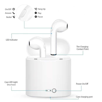 I7s tws Безжични слушалки качествен звук в ухото Слушалки Безжични Bluetooth Слушалки, зарядно устройство ще захранване на кутия За Iphone Xiaomi Redmi Huawei