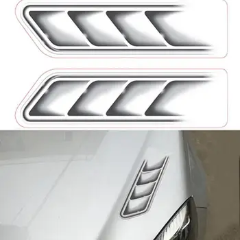 2 бр./компл. 3D Фалшиви Вентилационни отвори Универсални Автомобилни Стикери и Етикети Car Vent Air Flow Fender Decor Auto Sticker 40x10cm
